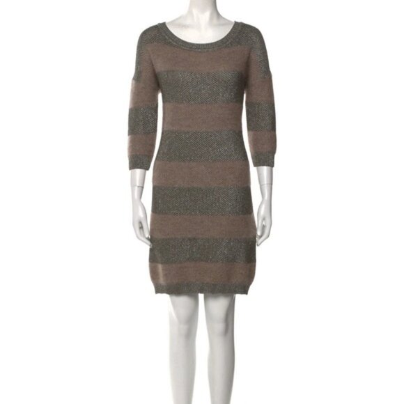 FALCONERI ITALY🇮🇹MADE Knit‎ Dress MEDIUM FLEECE WOOL MOHAIR Blend Metallic - Picture 1 of 12